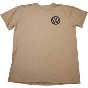 Volkswagen VW Bus Graphic T Shirt Sz XL Camping Graphic Tan Short Sleeve